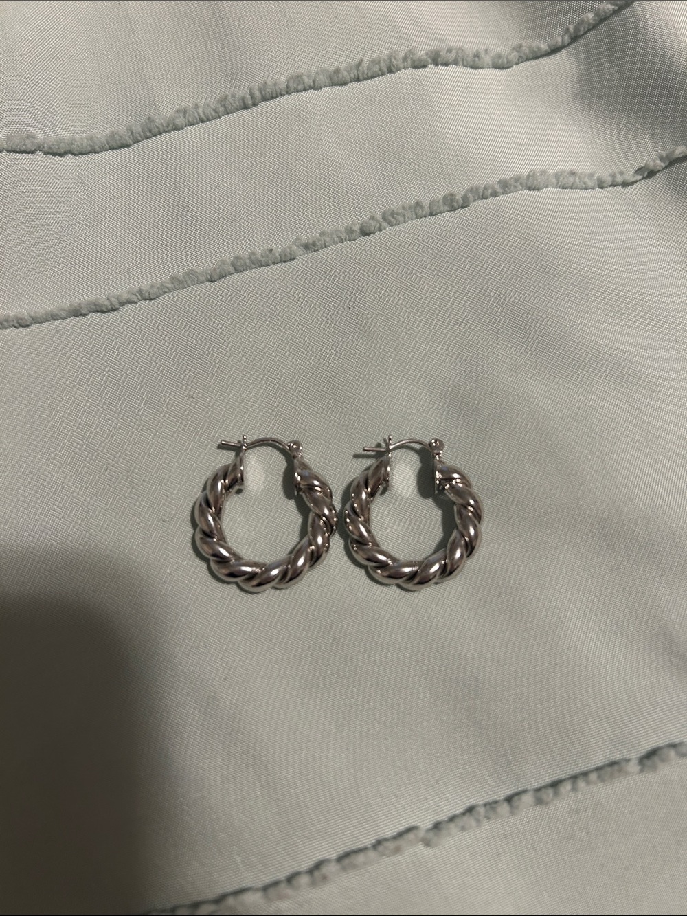 Amazon Polished Silver Twist Hoop Earrings